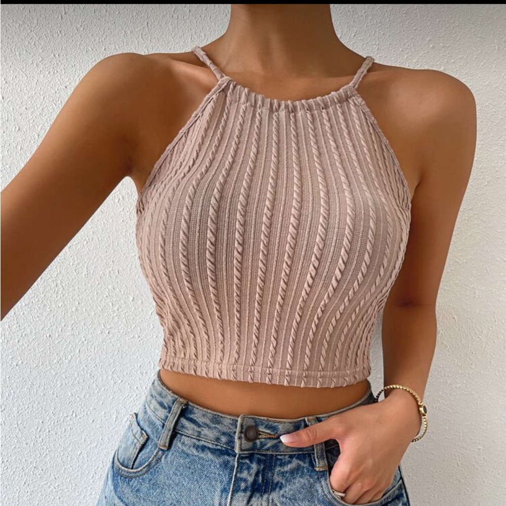 Beige Knit Halter Top